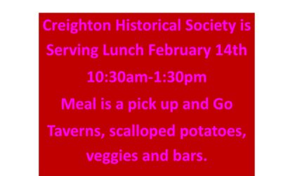 Creighton Historical Society Lunch February 14